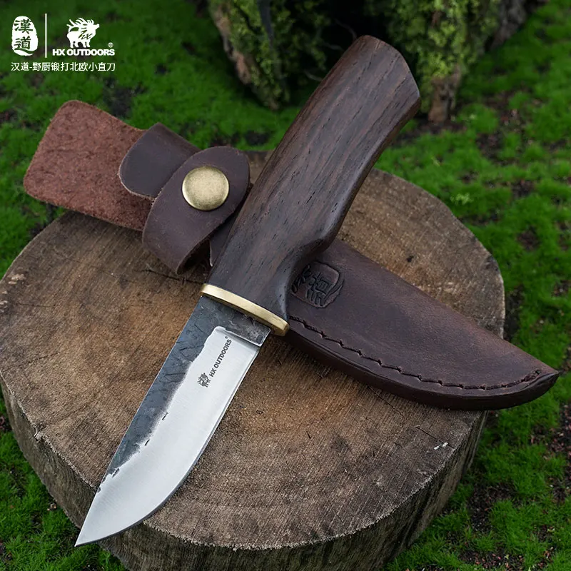 Охотничий нож Ручная ковка фиксированное лезвие из высокоуглеродистой стали