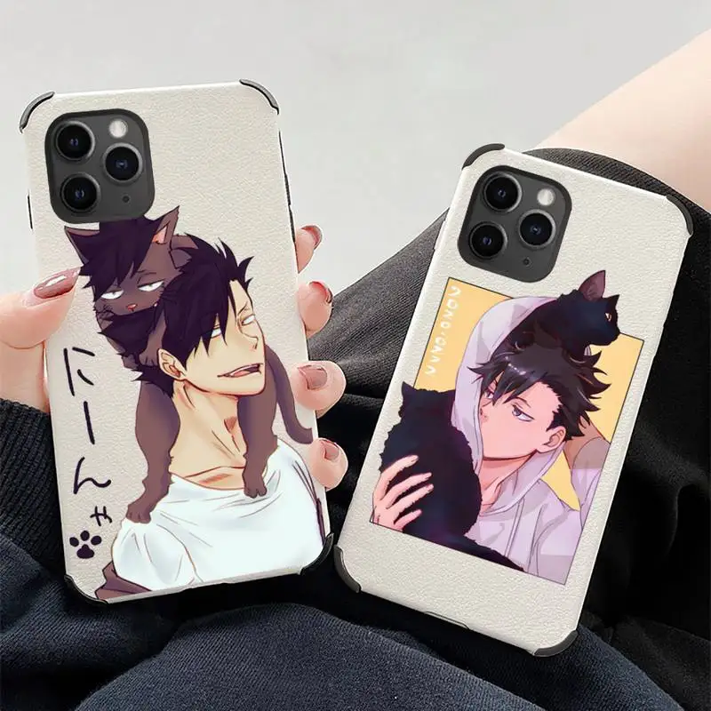 

Haikyuu volleyball boy Kuroo Phone Case Lambskin Leather For iphone 12 11 8 7 6 XR X XS PLUS MINI PLUS PRO MAX Shockproof