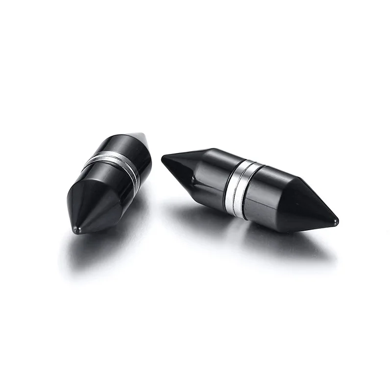 Стильные черные пулевые зажимные серьги клипсы для мужчин ювелирные изделия