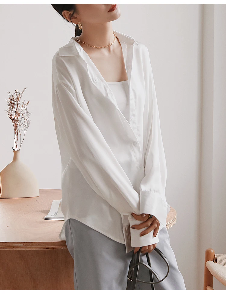 Летние Осенние свободные женские блузки винтажные однобортные рубашки с длинным