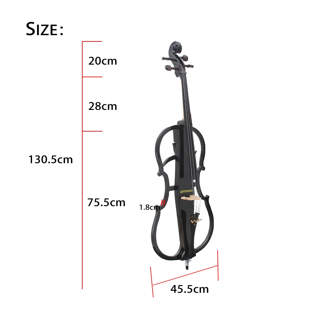 Ammoon 4/4 электрическая Виолончель из цельного дерева Violoncello Ebony фитинги в стиле 1 с