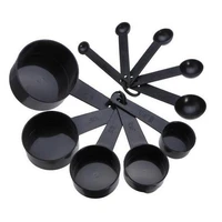 10pcs black plastic kitchen measuring spoons coffee sugar scoop cake baking flour measuring cups kitchen cooking tools