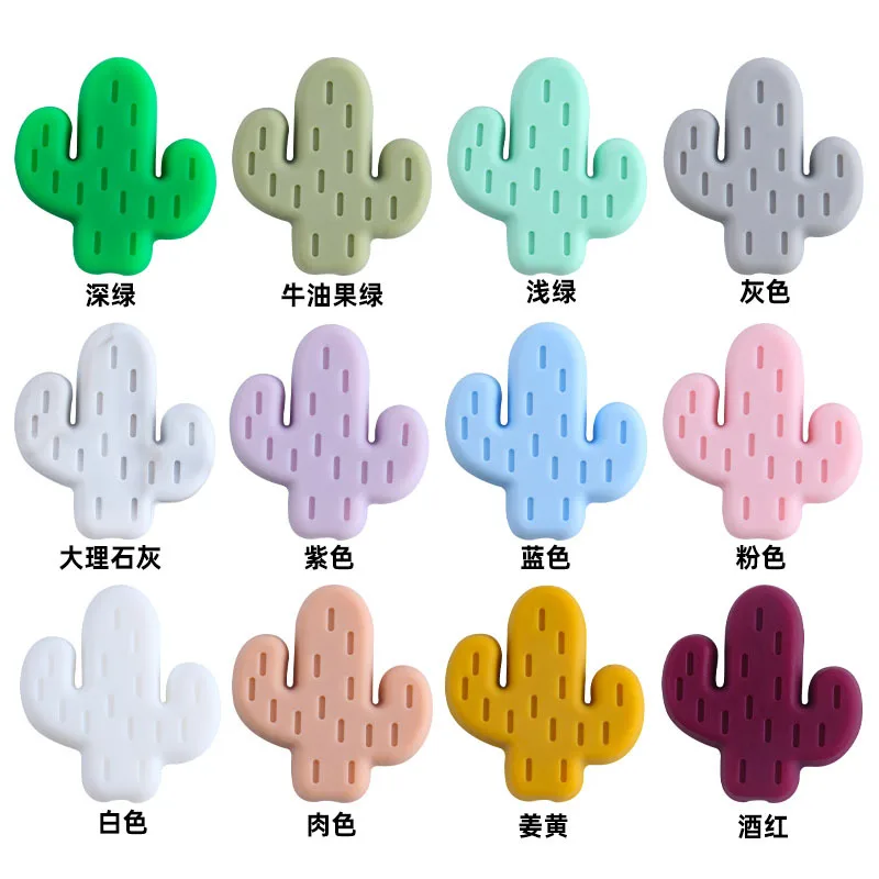 Kissteether-chupete de silicona de grado alimenticio sin BPA para reci&eacute;n nacidos, mordedor de Cactus para beb&eacute;s, 5 uds.-4