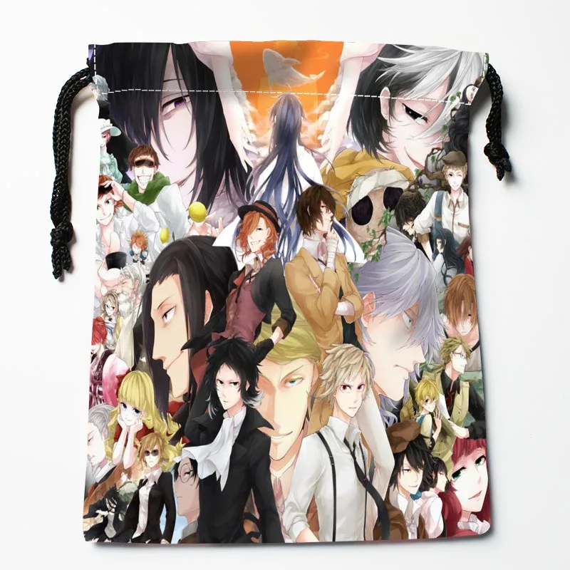 Новое поступление сумки на шнурке с принтом бродячие псы 18 х22 см Мягкая атласная