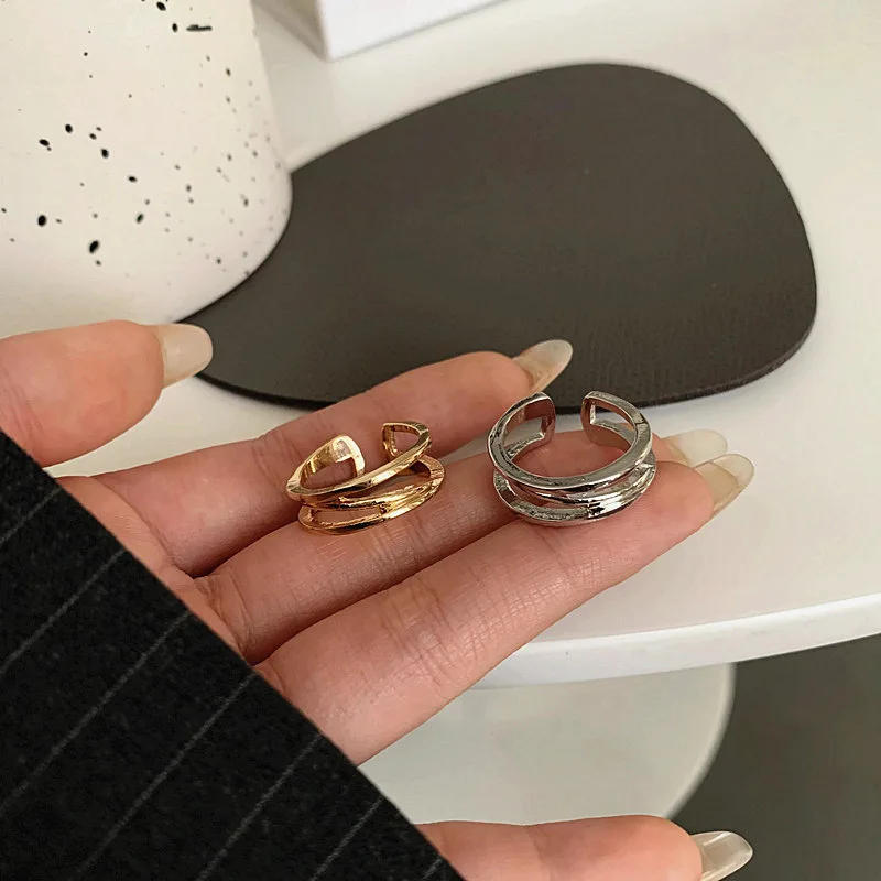 

New Simple Men and Women Hollow Open Ring Casual Party Geometric Adjustable Ring Jewelry