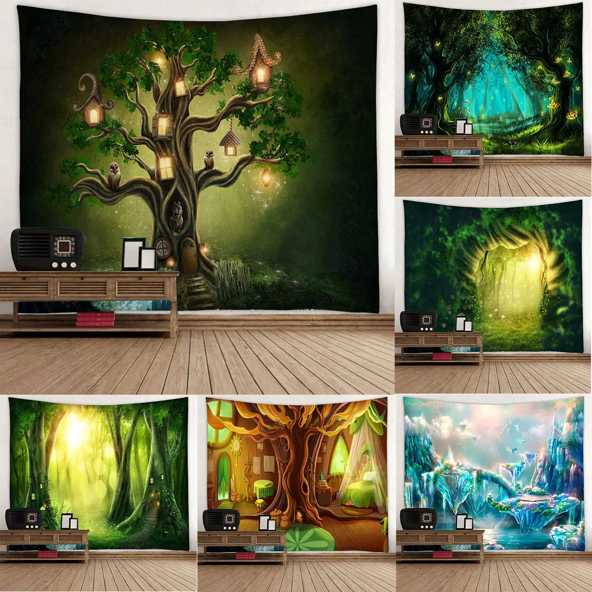 Boniu психоделический лесной гобелен с 3D принтом настенная подвесная картина