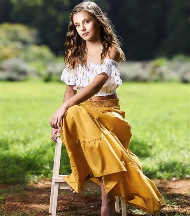 Праздничная длинная Однотонная юбка макси для маленьких девочек|Юбки| |