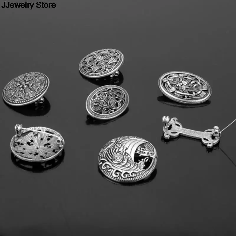 NEW 1PC Medieval Viking Shield Brooches Pin Cloak Shawl Pin Celtic Norse Jewellery images - 6