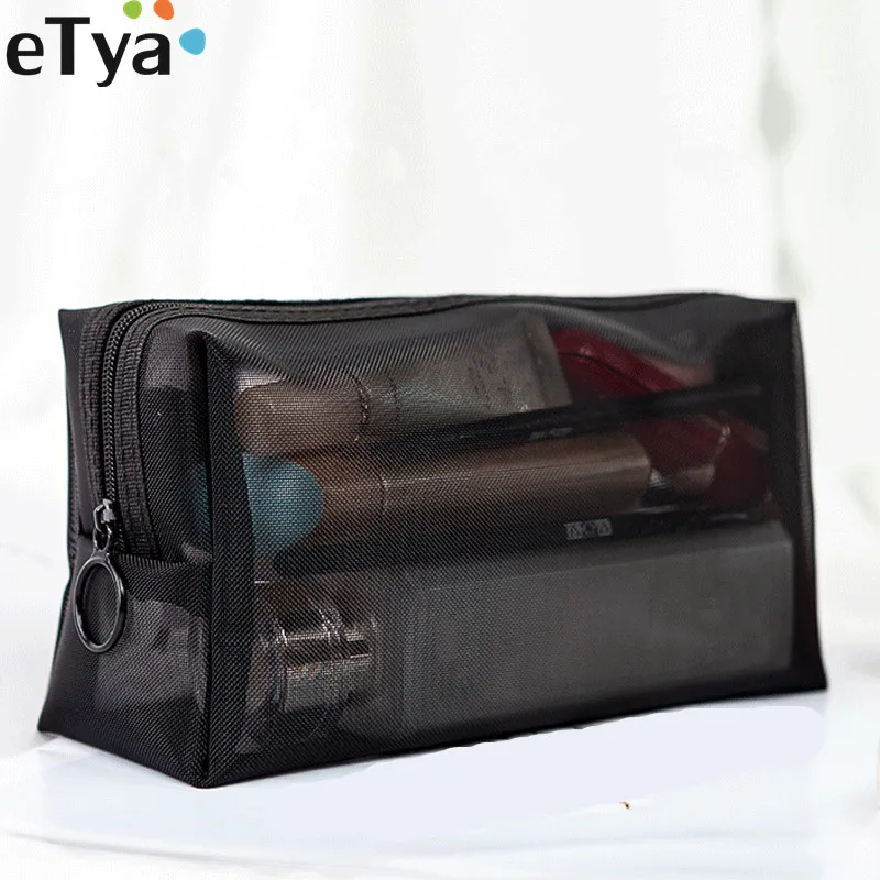 ETya 1 шт., женская и мужская косметичка, прозрачная, для путешествий, модная, маленькая, большая, черная, для туалетных принадлежностей, органайзер, сумки, чехол