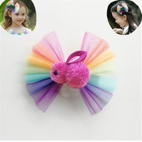 2022 new easter bunny rainbow net yarn bow hairpin 4 inch hair bows for baby girls childrens bow hairpin hair clips