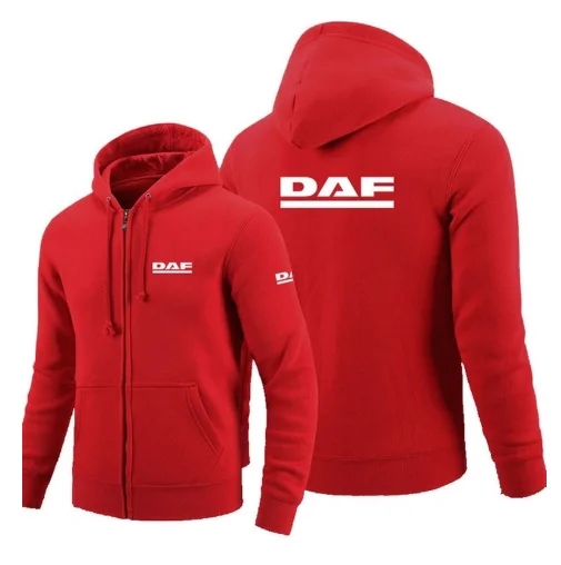 

Hot NEW DAF logo zipper Sweatshirt Men Zipper Hoodies Autumn Hoodie Winter Long Fashion Casual Coat Size S-3XL fg0