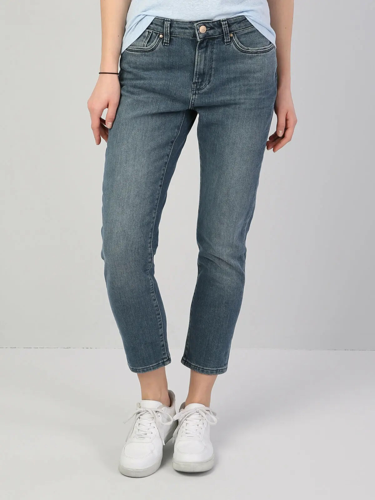 

Colins Woman 891 Maya Slim Fit Blue High Rise Tapered Leg Jean Pantswomen's trousers women's pants Trousers for women pants wome