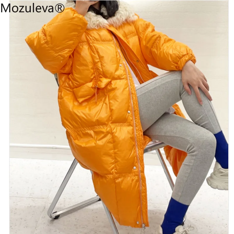 

Mozuleva Down Jacket Women 2022 Winter New Hooded High-end Big Brand Thick White Duck Down Mid-length Coat Women