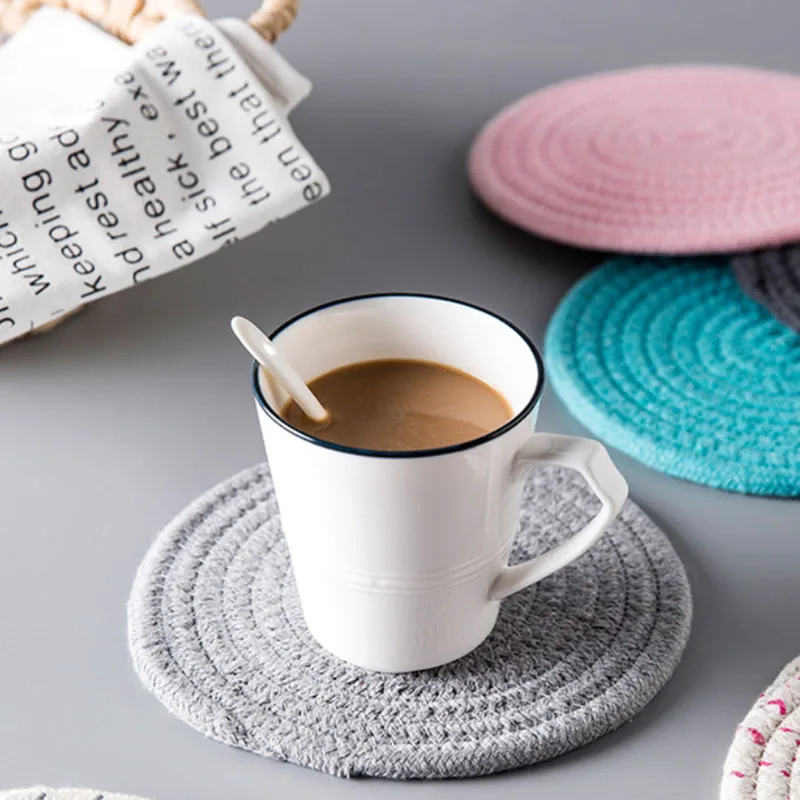 1PCS Placemat Cloth Western Food Mat Solid Color Small Fresh Round Heat Insulation Simple Table Coaster Bowl Brand New | Дом и сад