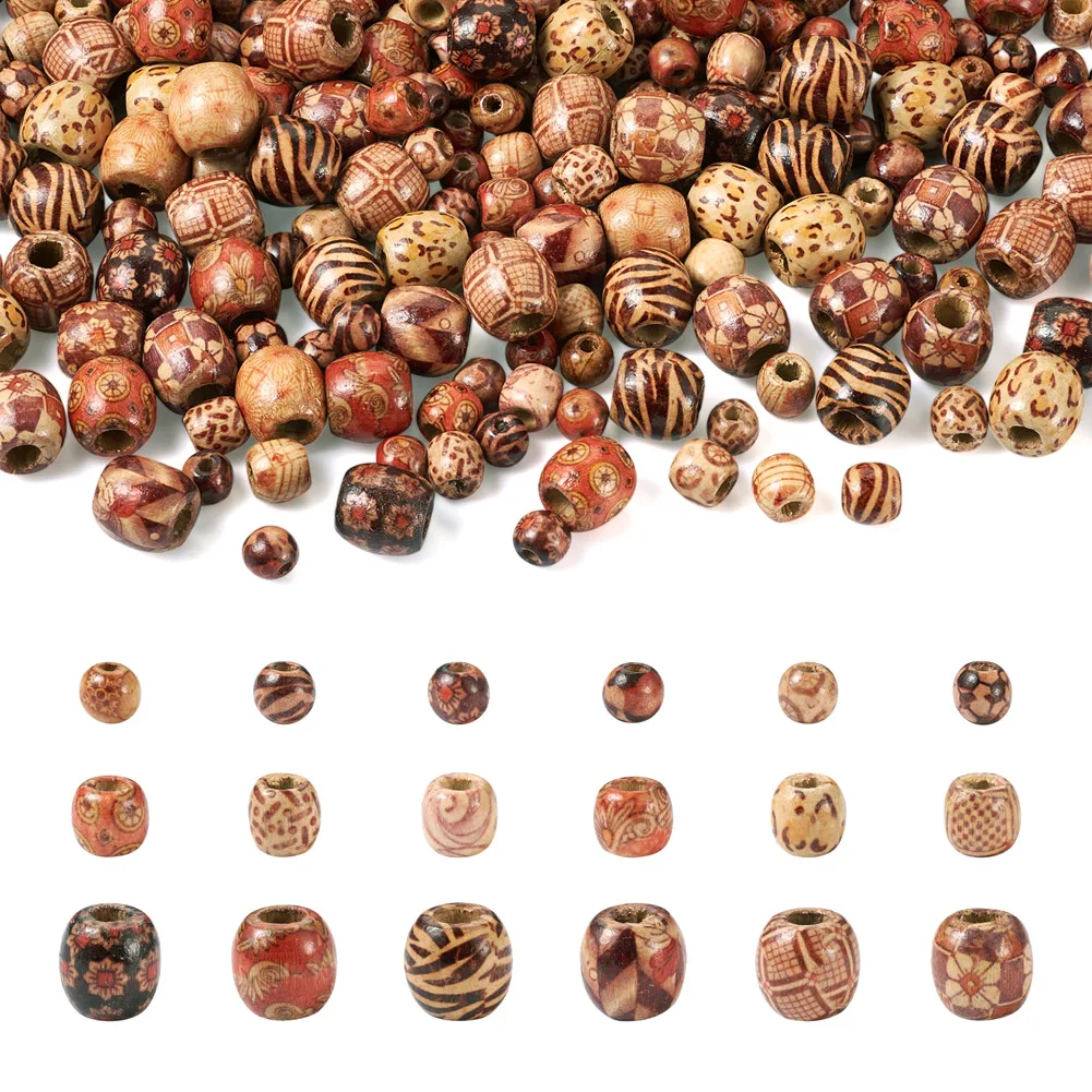 

300Pcs Painted Wooden Beads Big Hole Natural Wood Round Beads for Jewelry Making DIY Macrame Rosary Bracelet Necklace Hair Craft
