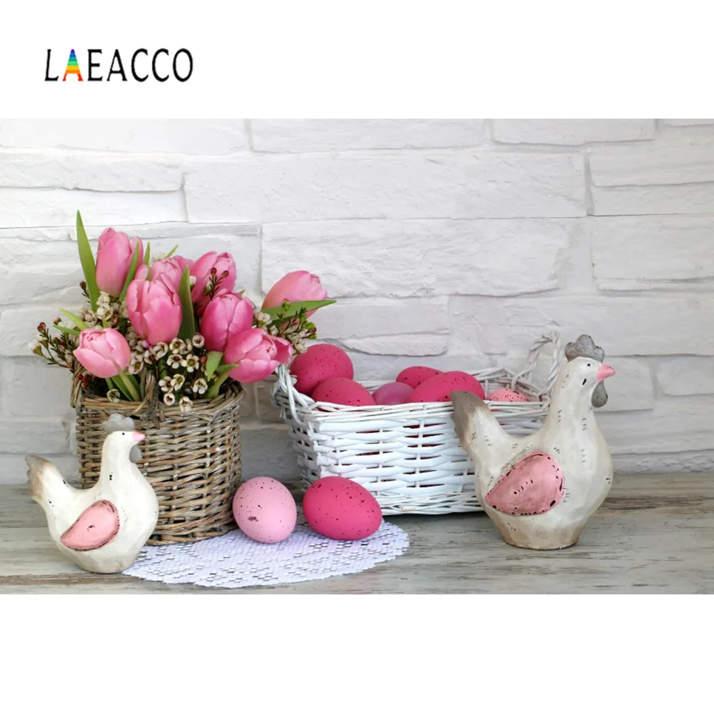 Laeacco пасхальное куриное яйцо цветок кирпичная стена фото фоны индивидуальные