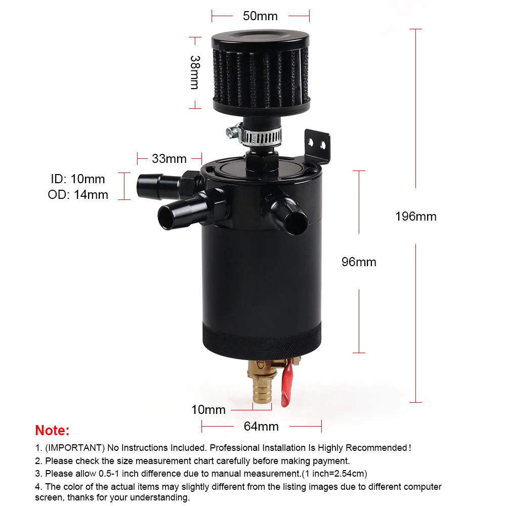 Универсальный алюминиевый 3-портовый маслоуловитель бака с дыхательным фильтром