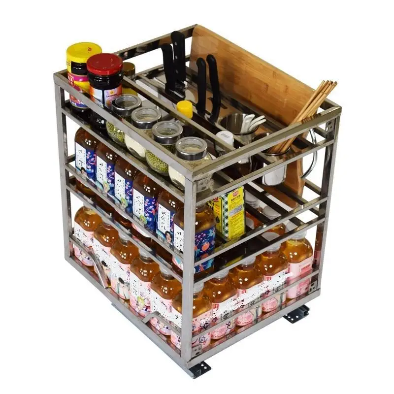 Armario Pantries Cocina Organizador Despensa Gabinete Stainless Steel Cozinha Organizer Cuisine Kitchen Cabinet Storage Basket | Дом и сад
