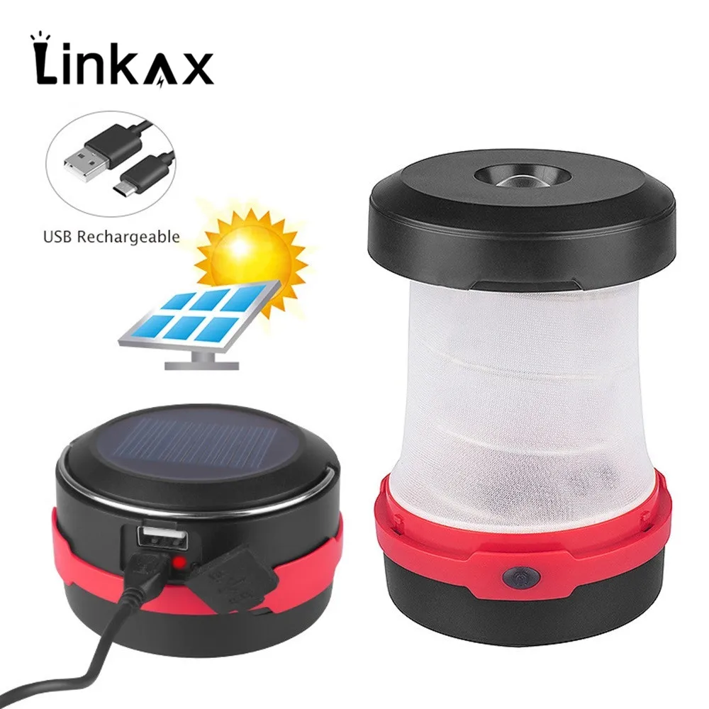 Портативный Солнечный светодиодный кемпинг Фонари USB Перезаряжаемые складной