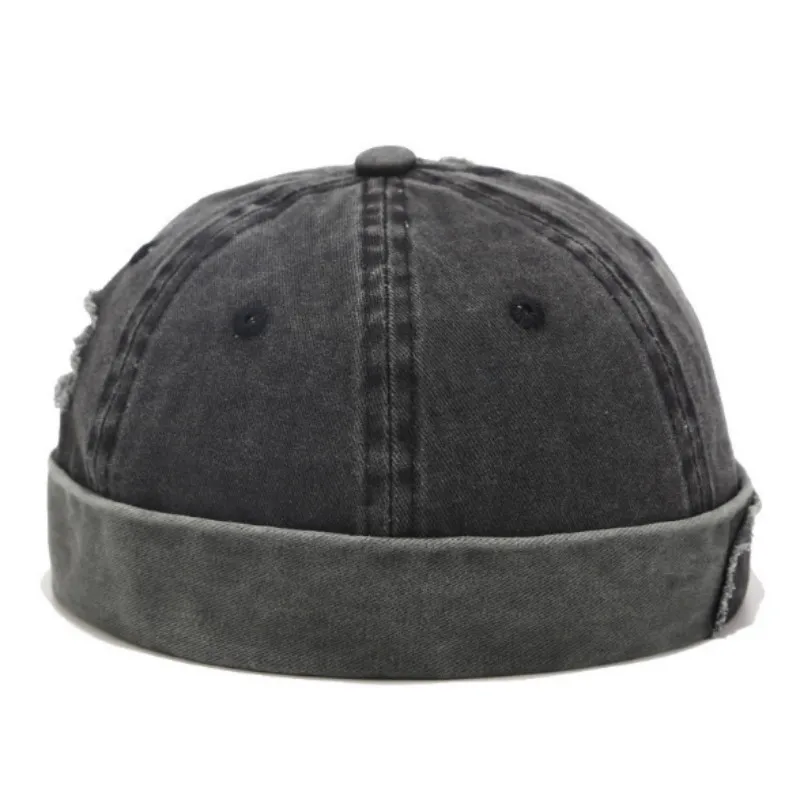 Vintage Hip Hop Men Hat Washed Cotton Retro Skull Cap Brimless Melon Distress Landlord Breathable Beanie Hole Skullcap | Аксессуары для