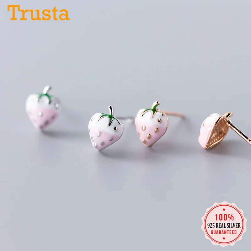 Trusta 925 пробы серебряные модные милые миниатюрные симметричные 5 мм X 5 мм красные серьги-гвоздики в виде яблока подарок для школьниц, детей, леди DS605