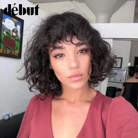 debut curly human hair wigs with bangs short curly bob wigs for black women 100 remy human hair tt1b99j ombre cheap full wigs