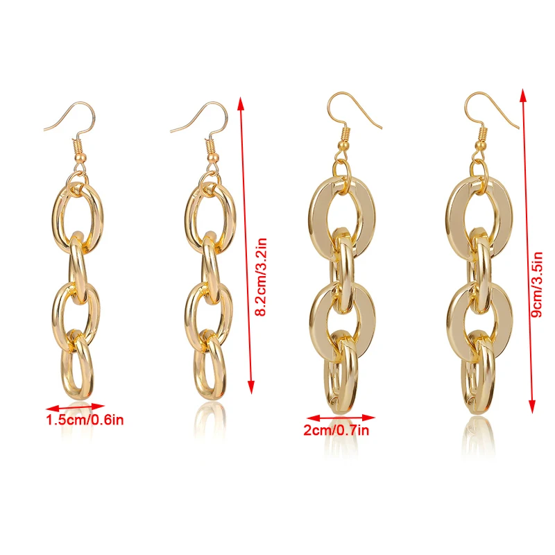 

Alloy Chunky Chain Long Earrings Women Statement Punk Dangle Earrings Jewelry Gift
