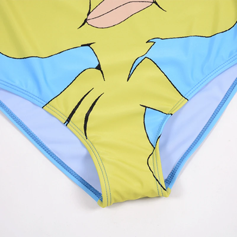 Купальник с принтом в виде птиц милый желтый слитный купальник для мамы и дочки