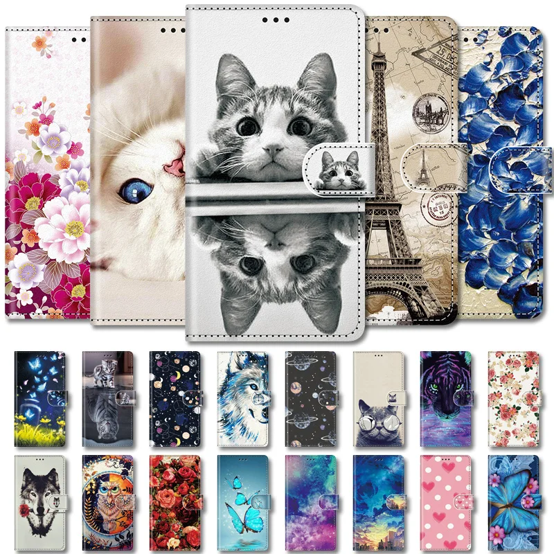 Flip Leather Phone Case For Samsung A32 4G Wallet Card Holder Stand Book Cover For Samsung Galaxy A32 A 32 4G 6.4 inch Cat Dog