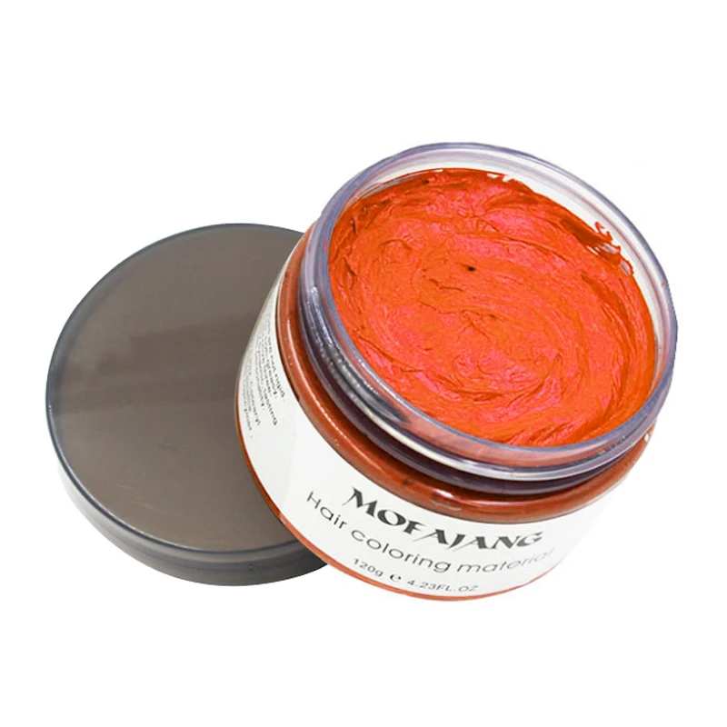 orange Mofajang цветной воск для волос, для укладки, помадка серебристого цвета, цвет серый, одноразовые натуральные волосы, сильный гель-крем, краска для волос для женщин и мужчин, 120 г - Цвет: orange