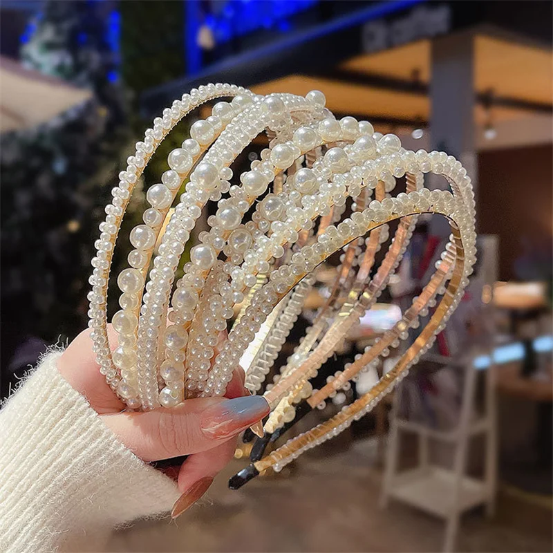 

Ingemark Elegant Full Pearl Headband for Women Sweet Hair Hoops Holder Ornament Bridal Headwear Bands Clip Fashion Accessories