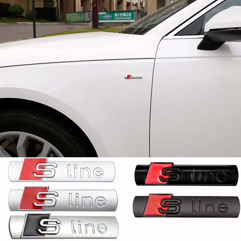 

Металлическая Автомобильная 3D наклейка SLine подходит для A3 A4 Q3 A5 A6 S3 S4 TT Q5 Q7 S6 S7 S8 S5 RS3 RS5 значок на крыло логотип аксессуар