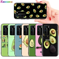for huawei p40 p30 p20 pro lite e plus 5g bright black phone case cute cartoon avocado food for huawei p10 p9 p8 lite cover