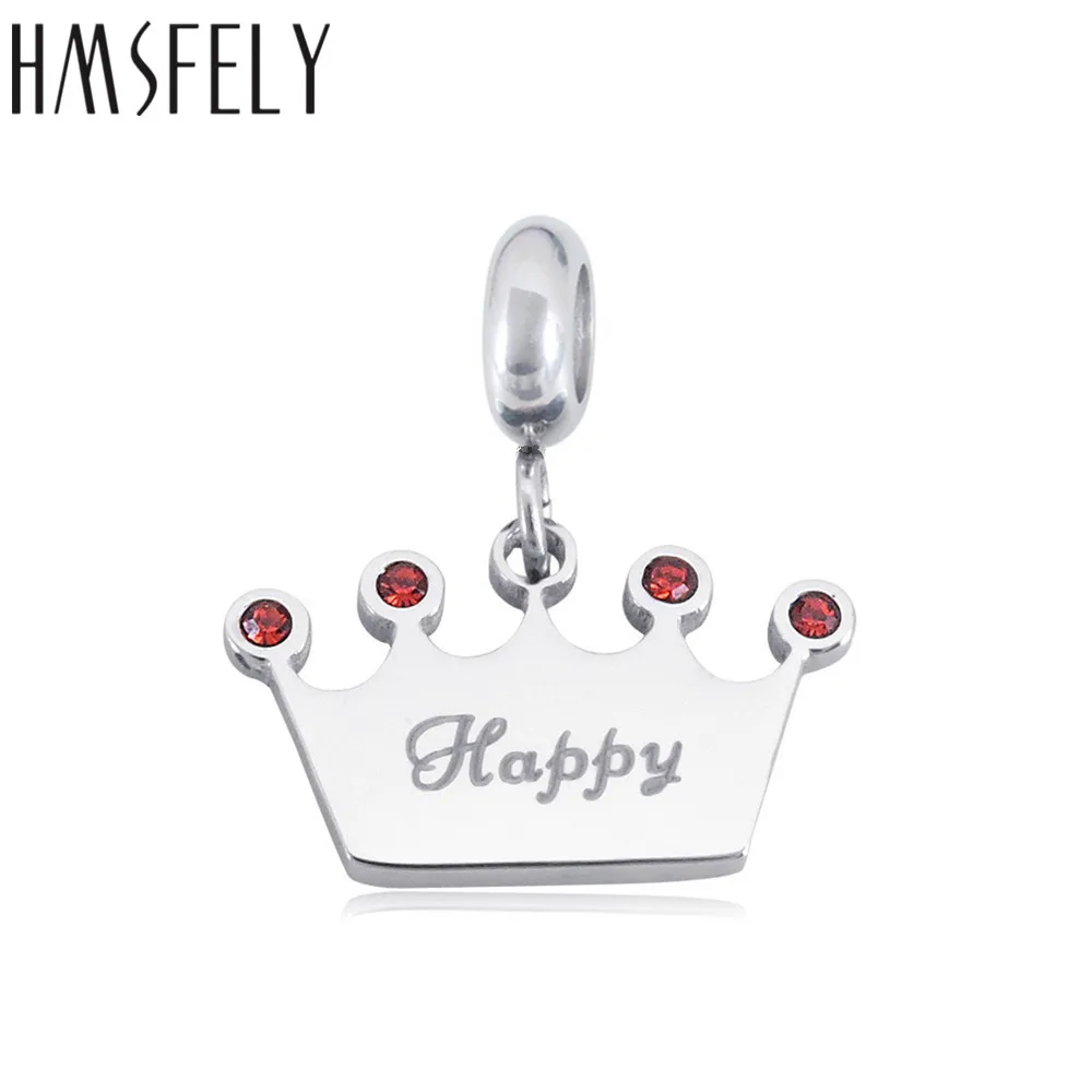 HMSFELY 316L титановая сталь Кристаллы с подвеской изображением короны теги для DIY