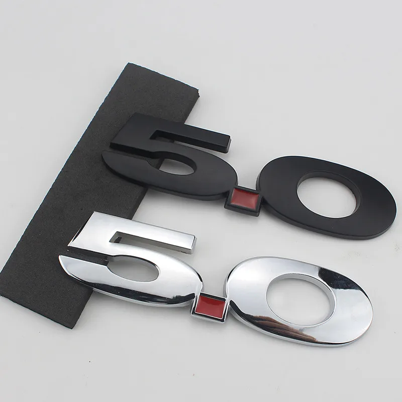 10pc 3D Car Styling ABS Plating 5.0 Emblem Rear Trunk Badge Side Logos Cars body Stickers black silver