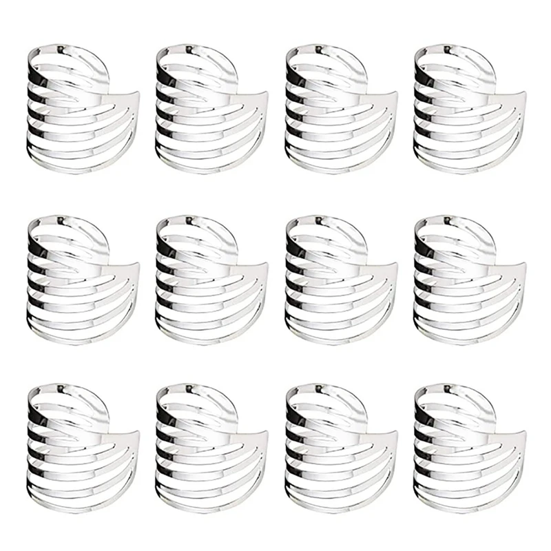 

Napkin Ring, 12 Pieces of Metal Napkin Buckle Holder, Suitable for Wedding Party Dinner Table Decoration (Silver)