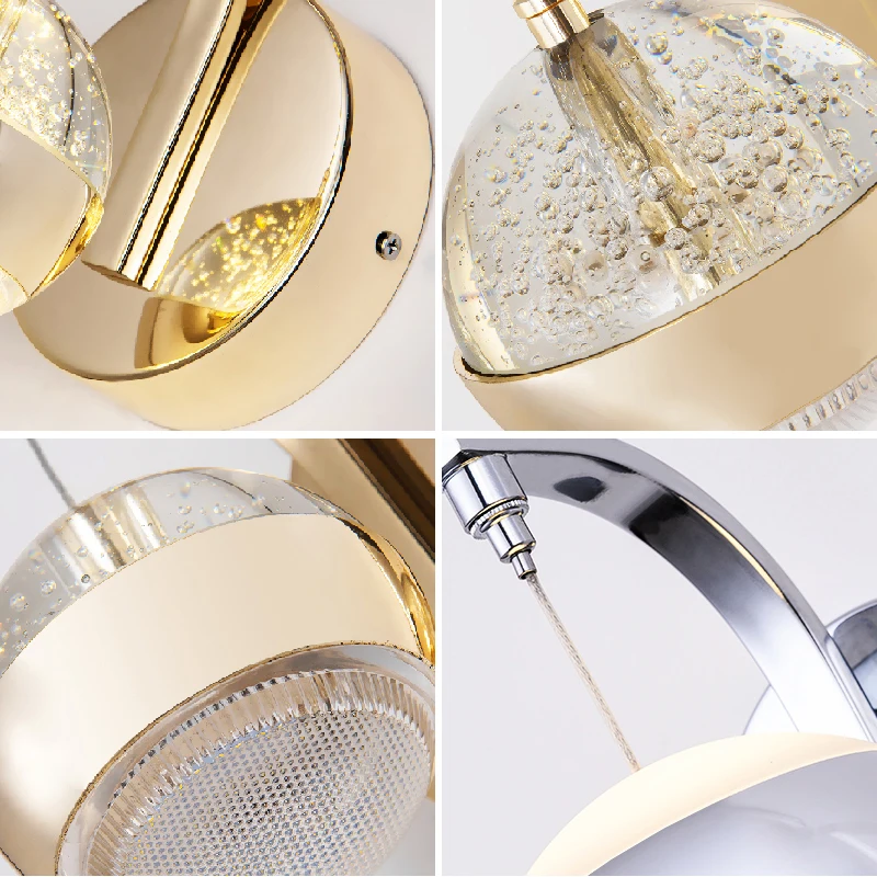 

Nordic Led Wall Sconce Round Ball Crystal Wall Lamp Lighit for Bedroom Bedside Living Room Indoor Deco Lighting Home Decorations