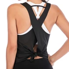 Жилет для йоги, спортивная майка, Женский Топ без рукавов с открытой спиной, кросс, топы для спортзала, спортивный жилет для фитнеса, футболка для сухого кроя, рубашка для тренировок