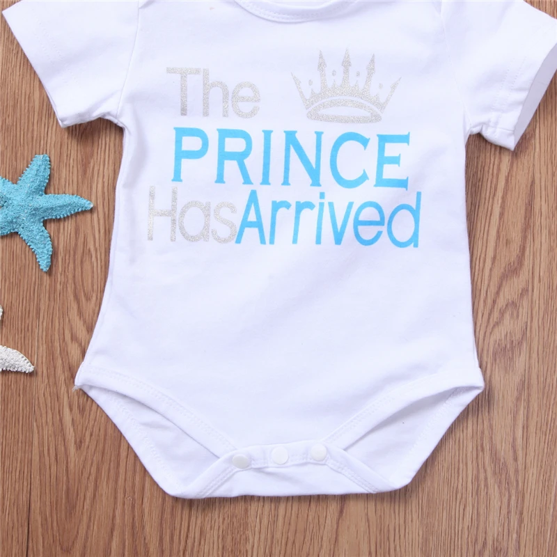 Детский хлопковый комбинезон с коротким рукавом и надписью в комплекте | Детская