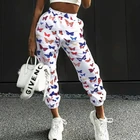 Женские спортивные брюки с завышенной талией и принтом бабочки, мешковатые джоггеры брюки, брюки большого размера d, уличная одежда, спортивные брюки размера плюс размера