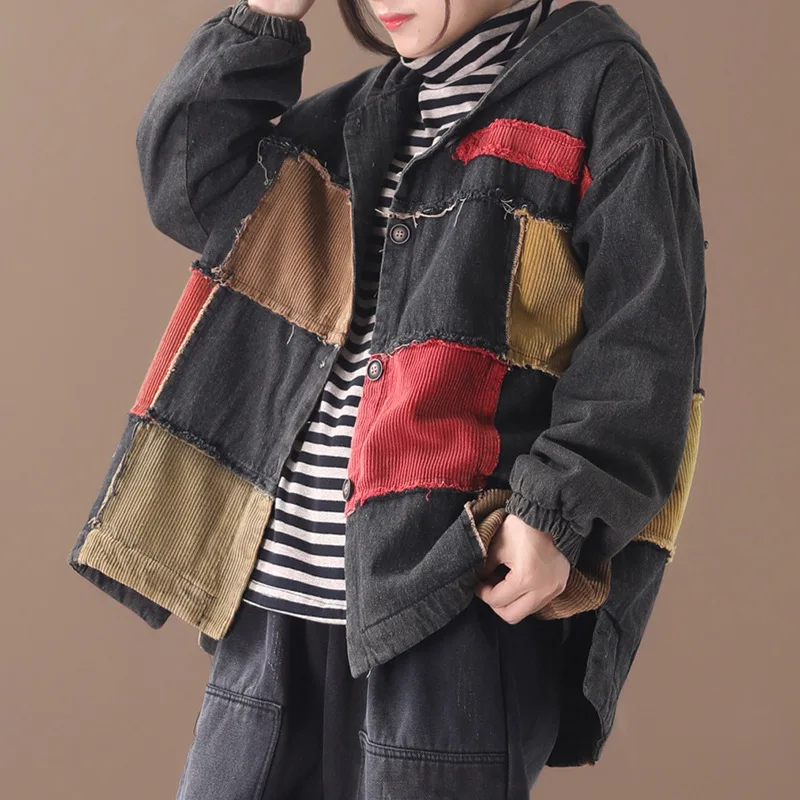 Утолщенная джинсовая рубашка зимняя новая свободная куртка с капюшоном