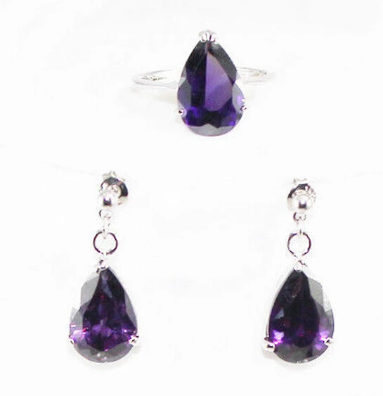 1024 + Новый дизайн Фиолетовый Кристалл Висячие серьги кольцо (#7.8.9) кулон ювелирный