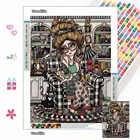 Алмазная 5D картина сделай сам с большими глазами, Набор для вышивки крестиком с милой девушкой и котенком, полная вышивка, ручная работа, мозаика, домашний декор, подарок