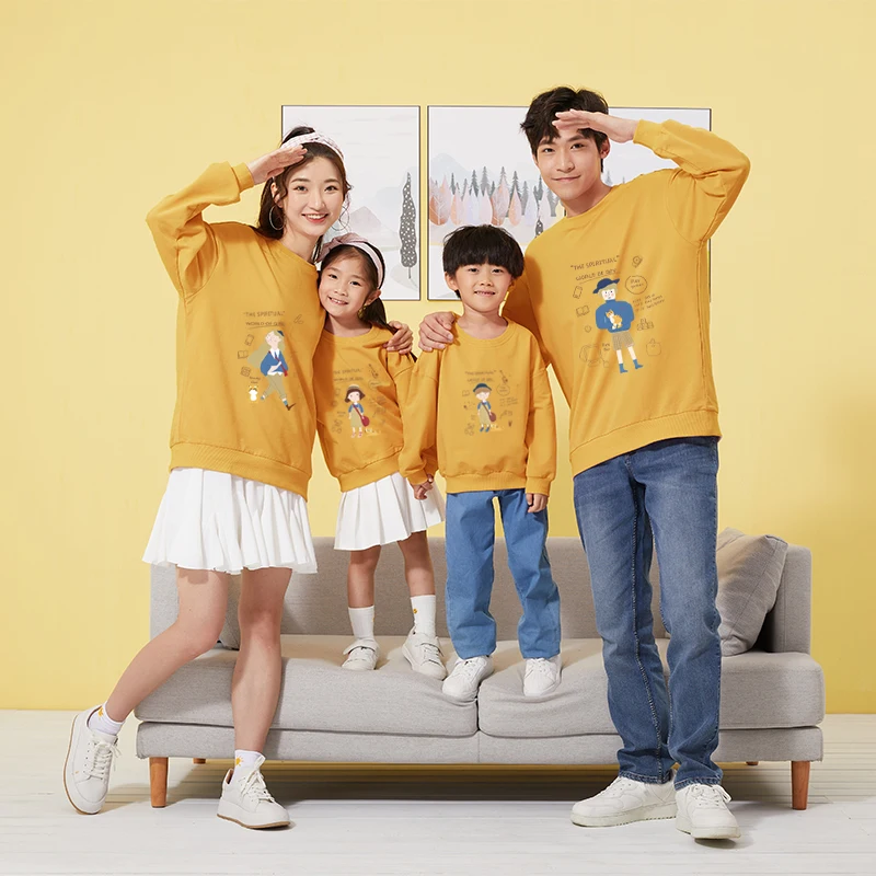 

2021 New 1pc Family Matching Sweatshirt Autumn Good Quality Cotton Women Men Sweater Clothing Mother Girl Son Tops