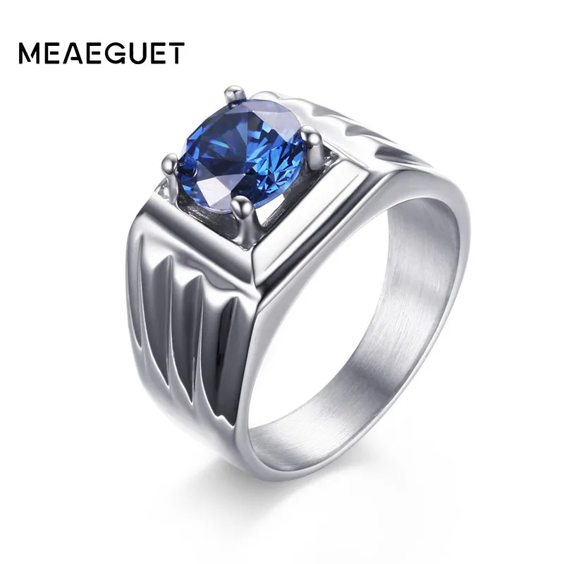 Модное кольцо для помолвки мужчин из нержавеющей стали 316l с искусственным камнем