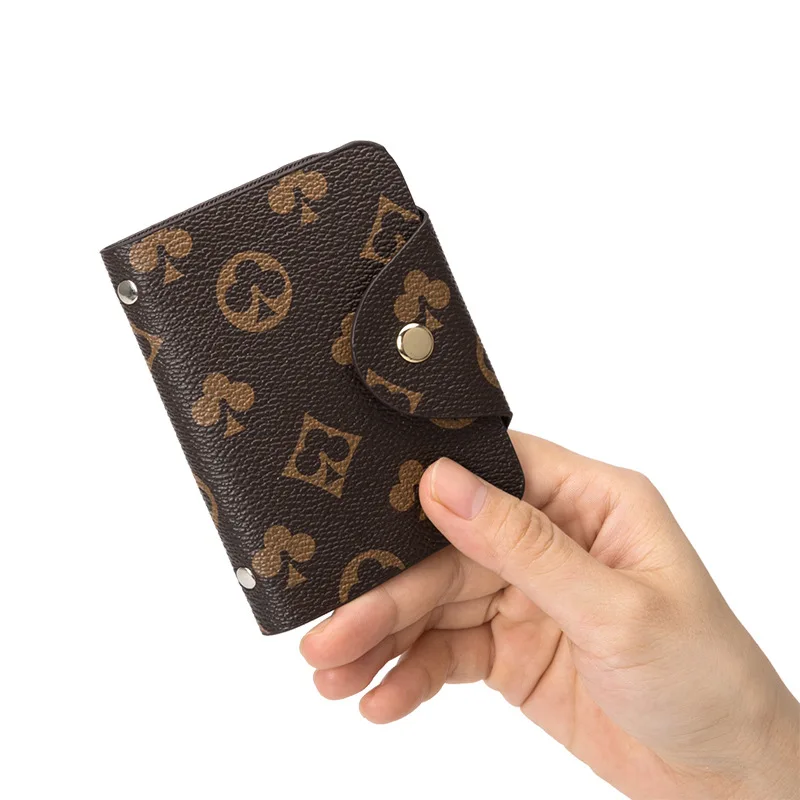 

Fashion Slim Card Holder Luxury Designer Printed Leather Multi Card Slot Credit Cards Book Wallet Student Card Protective Cover