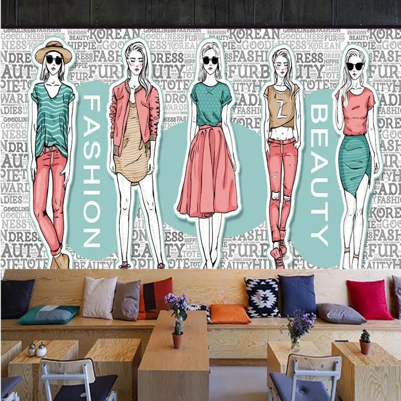 Прямая поставка обои с английским алфавитом магазин одежды коридор фон картина