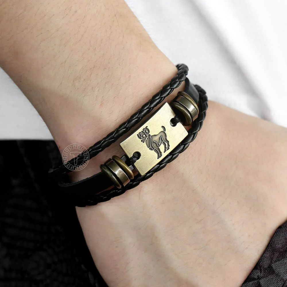 Многослойный кожаный браслет 12 созвездий в стиле ретро для мужчин и женщин