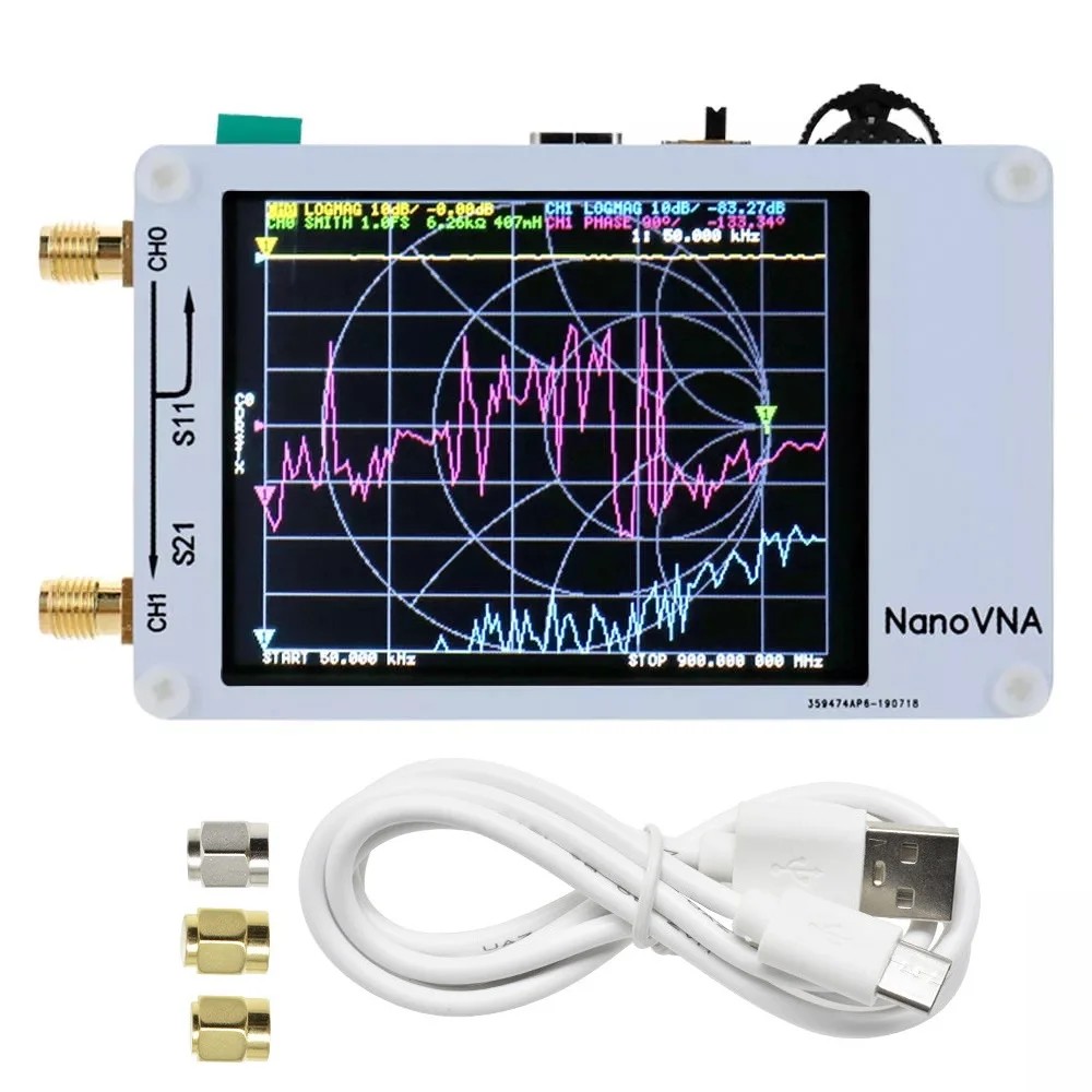 

Векторный анализатор сети NanoVNA, оригинальный анализатор HF, VHF, UHF, антенны, постоянный диапазон частоты волны 50 кгц-900 МГц, сенсорный экран