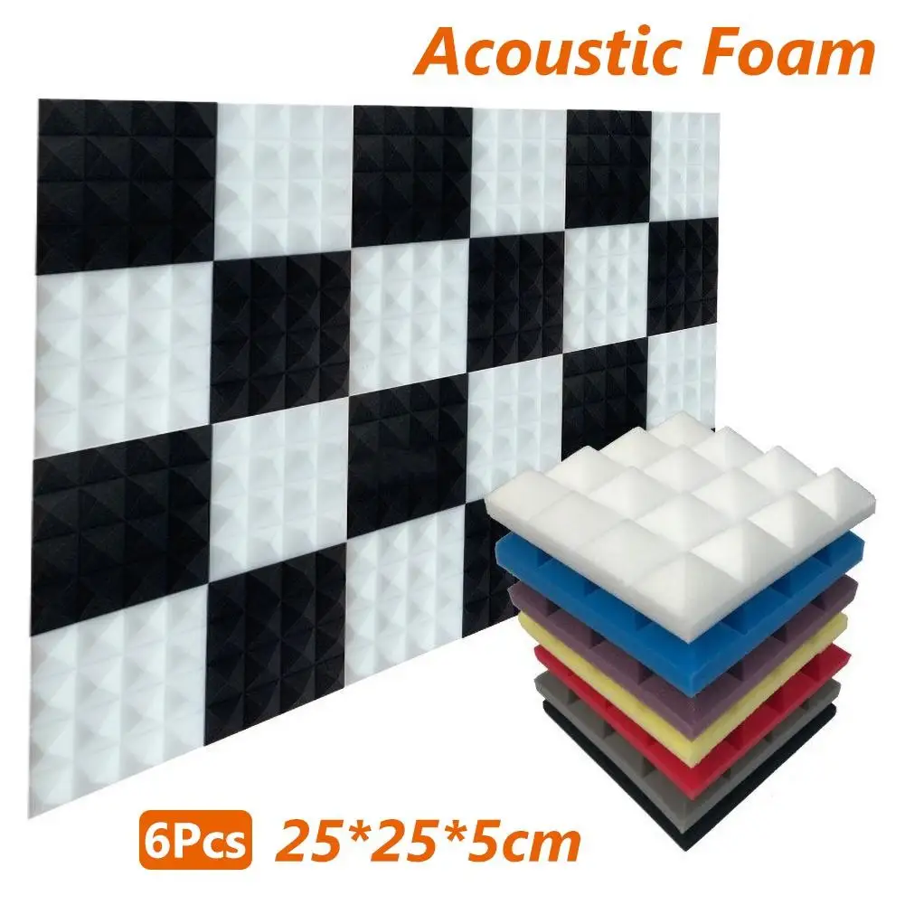 

6Pcs Sponge Foam Tiles Soundproofing Foam Panels Studio Sound Padding Studio Acoustic Panel Tile Soundproof Foam Cushion Pad